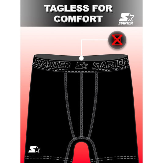 Starter Mens Stretch Cotton Boxer Briefs 6 Pack Black Size S