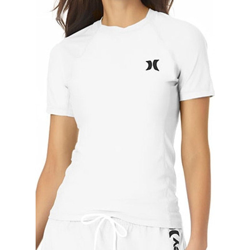 Hurley Optic Womens Rashguard Logo Phantom Short Sleeve White Size M