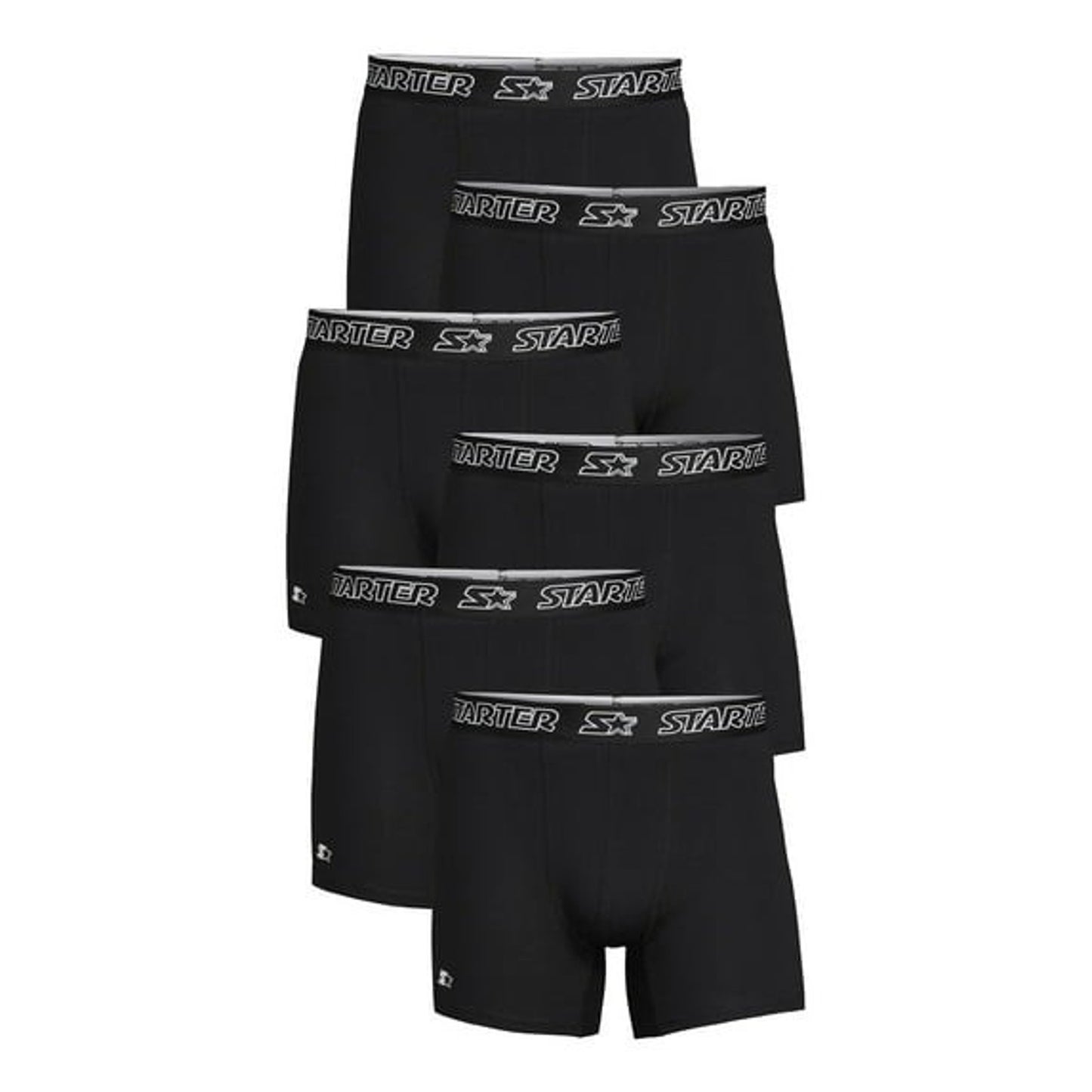 Starter Mens Stretch Cotton Boxer Briefs 6 Pack Black Size S