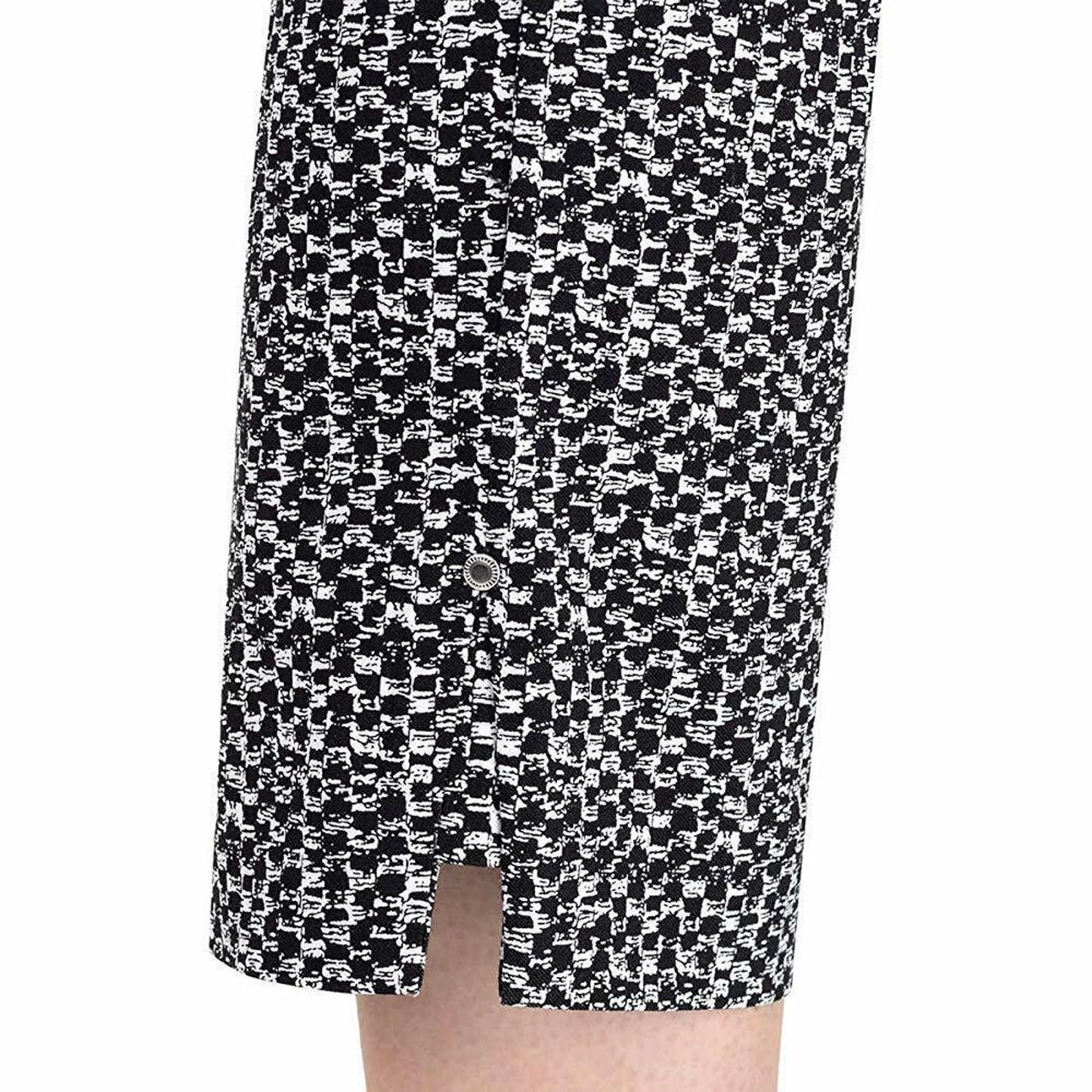Hilary Radley Womens Pull-On Capri Pants Comfort Fit Geometric Black White Sz S