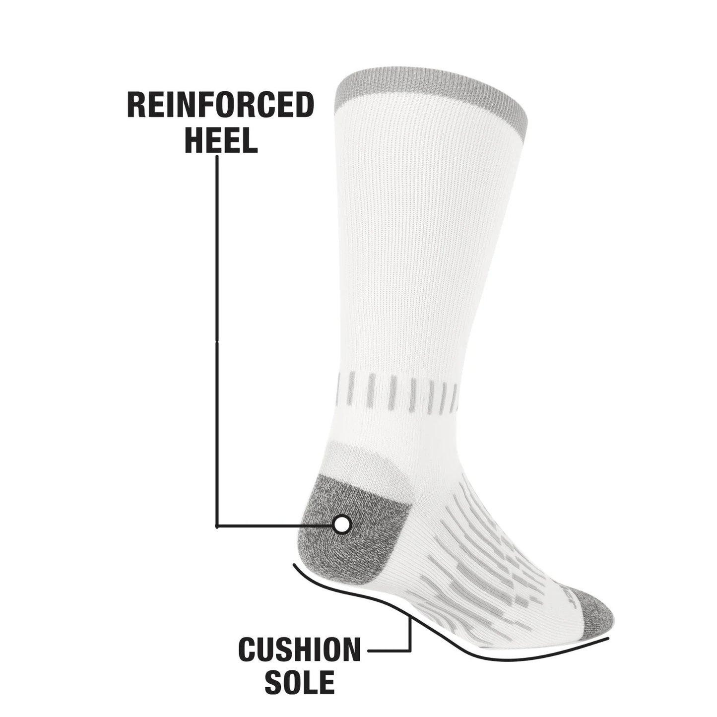 Wrangler Mens Ultimate Durable Work Socks Crew Socks White/Gray 6-Pack Size 6-12