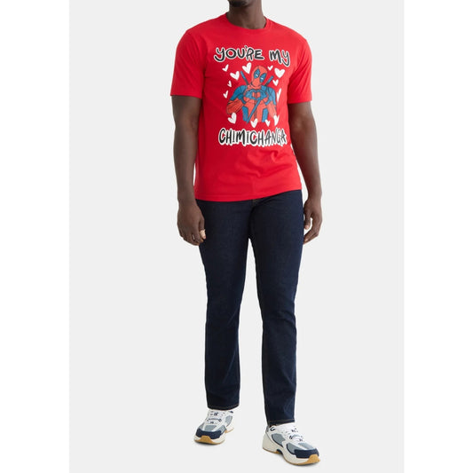 Deadpool Mens Valentines Day Graphic Tee with Short Sleeves Red Size 2x
