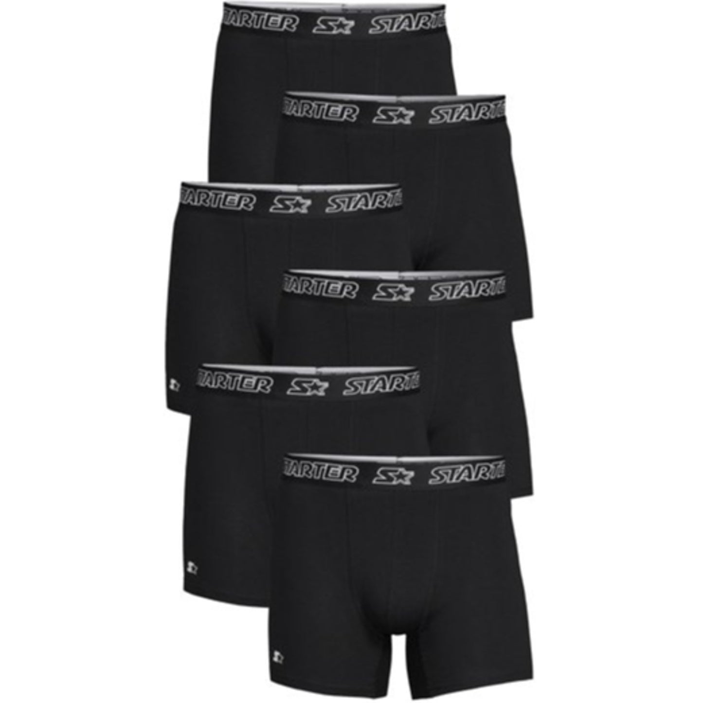 Starter Mens Stretch Cotton Boxer Briefs 6 Pack Black Size S