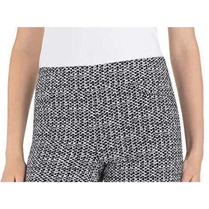 Hilary Radley Womens Pull-On Capri Pants Comfort Fit Geometric Black White Sz S