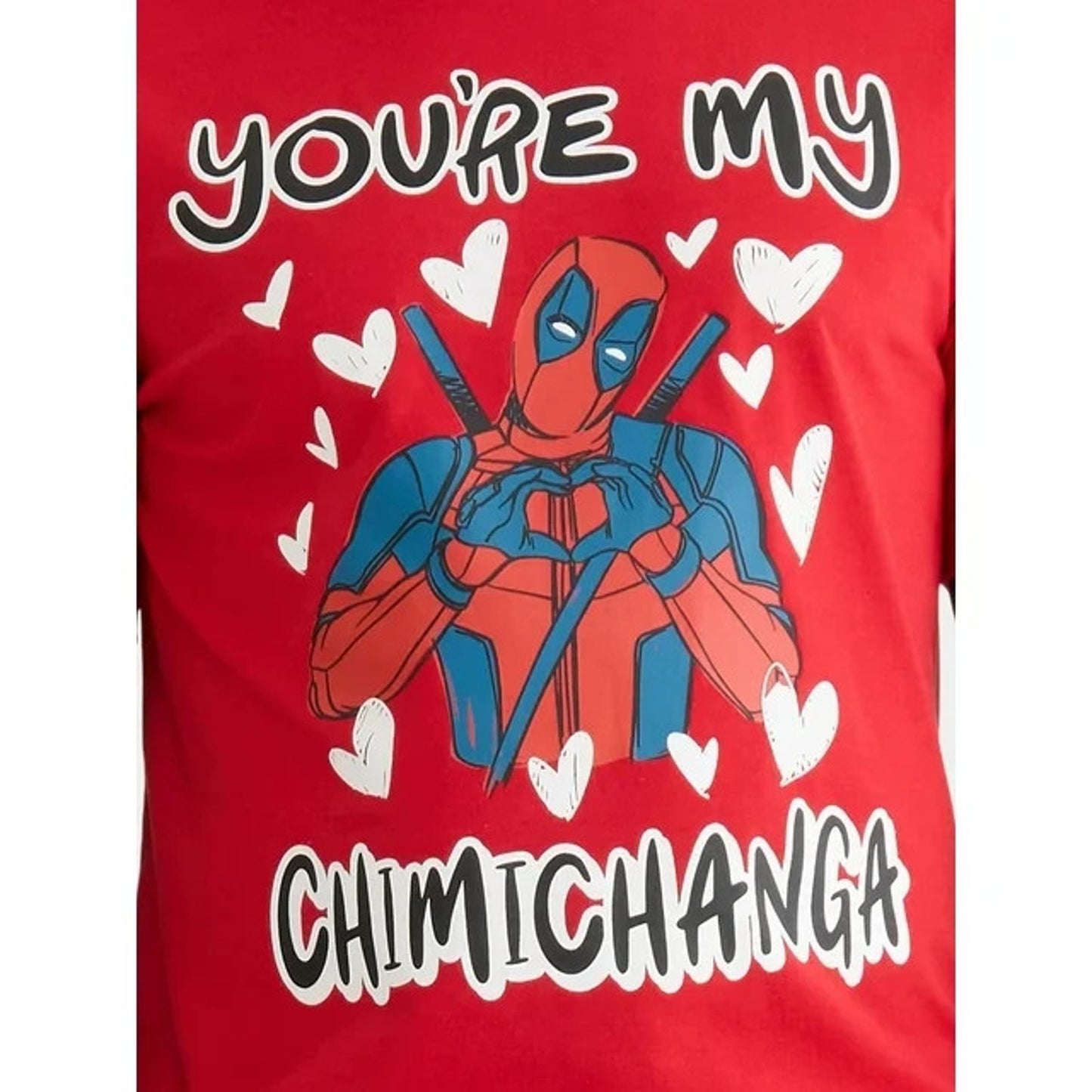 Deadpool Mens Valentines Day Graphic Tee with Short Sleeves Red Size 2x