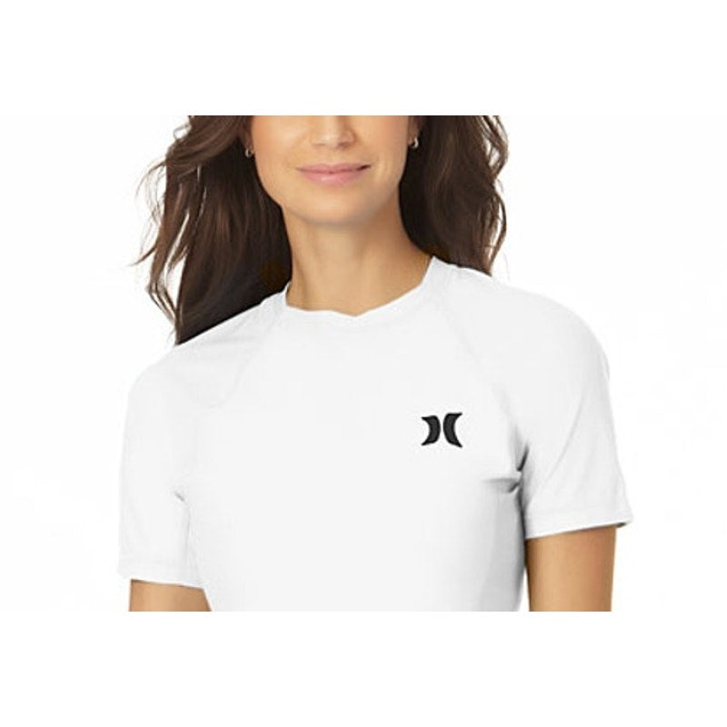 Hurley Optic Womens Rashguard Logo Phantom Short Sleeve White Size M