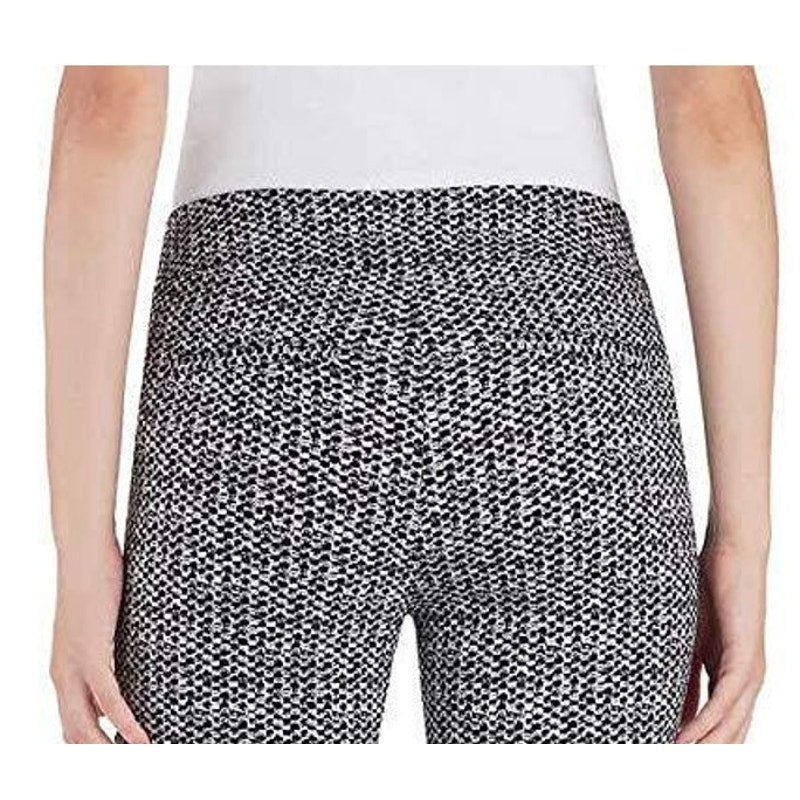 Hilary Radley Womens Pull-On Capri Pants Comfort Fit Geometric Black White Sz S