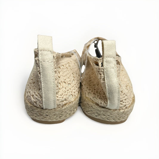 Alexis Bendel Womens Crochet Espadrille Flats Cream Beige Slip-on Size 9