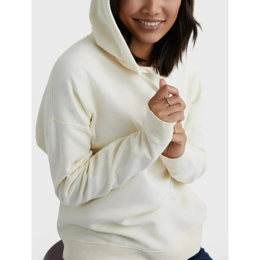 Hanes Womens Originals Garment Dyed Hoodie Fleece Pullover Parchment Size L