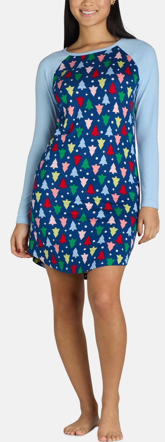 Lissome Womens Hacci Sleep Shirt Crewneck 2-pack Relaxed Pullover Blue Snow Sz L