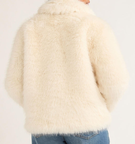 Scoop Womens Oversized Faux Fur Jacket Whisper White Size L