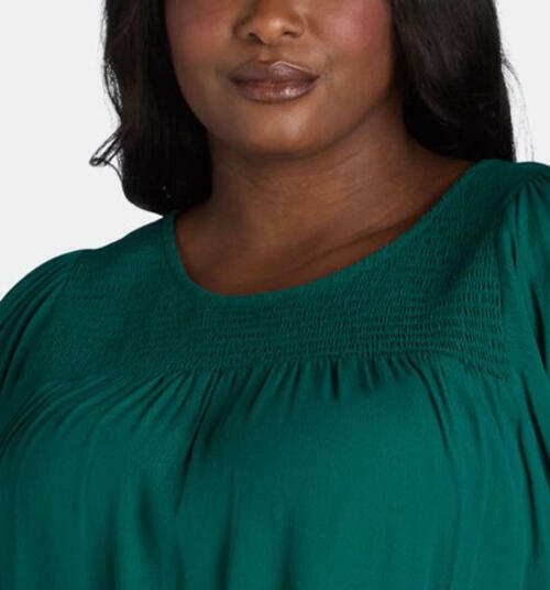 Terra & Sky Womens Plus Smocked Blouse Green Size 4X