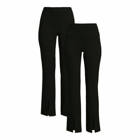 Time and Tru Women s Flare Ponte Pants 2-Pack 30 Inseam for Regular Black Size L