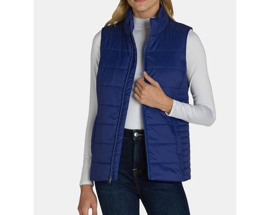 Time and Tru Womens Zip Up Puffer Vest Blue Tide Size XL