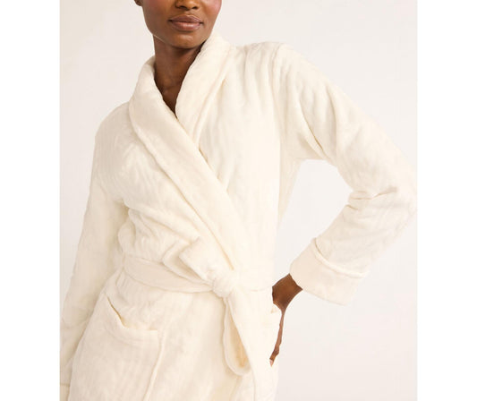 Joyspun Womens Plush Robe Winter White Size M