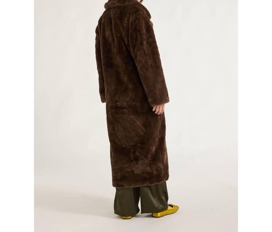 Scoop Womens Faux Fur Oversized Maxi Coat Hot Fudge Size M