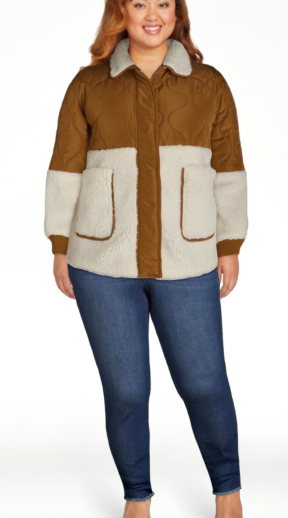 Jason Maxwell Womens Quilted Jacket with Faux Shearling Rubber Size L