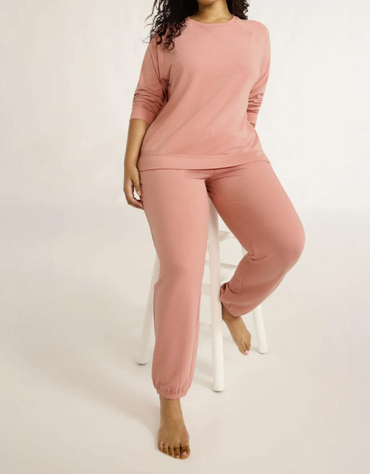 Joyspun Womens French Terry Sweatshirt and Joggers Pajama Coral Castle Size 3X