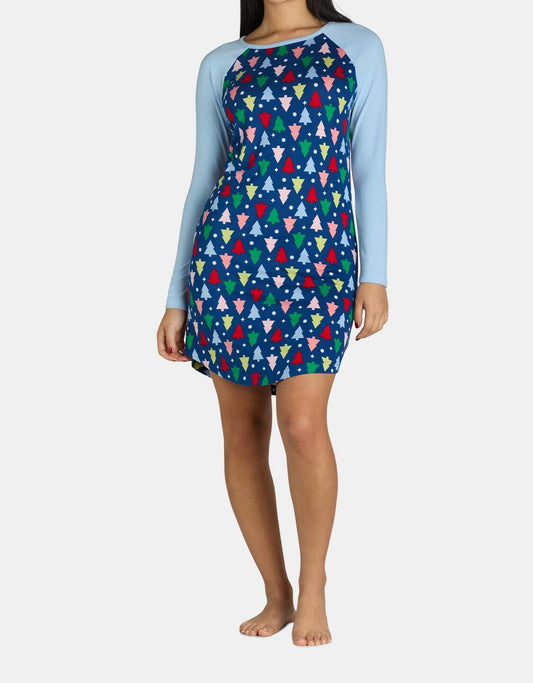 Lissome Womens Hacci Sleep Shirt Crewneck 2-pack Relaxed Pullover Blue Snow Sz L