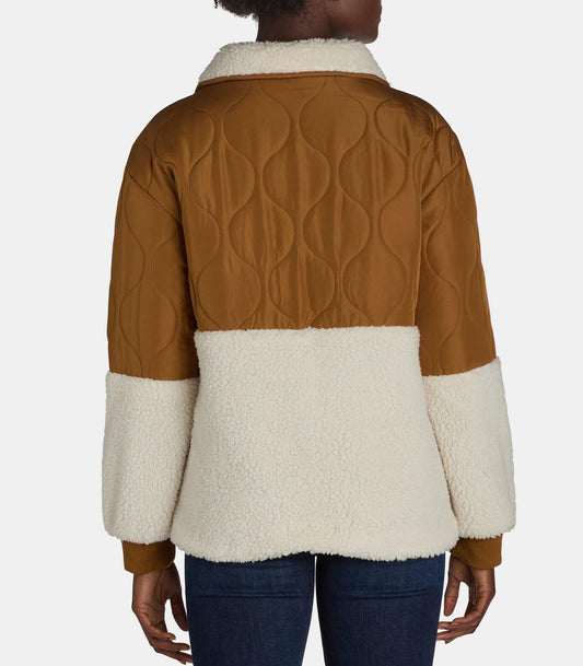 Jason Maxwell Womens Quilted Jacket with Faux Shearling Rubber Size L