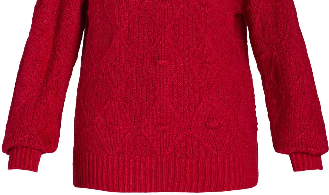 Time and Tru Womens Plus Bobble Knit Turtleneck Sweater Red Balloon Size 1X