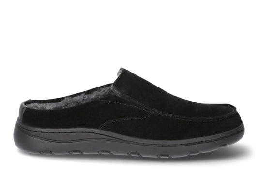 George Mens Genuine Suede Moc Toe Slippers Wide Width Black Size 11W