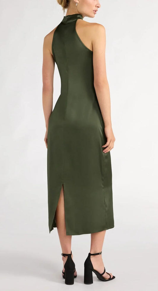 Scoop Womens Sleeveless Midi Dress Kombu Green Size L