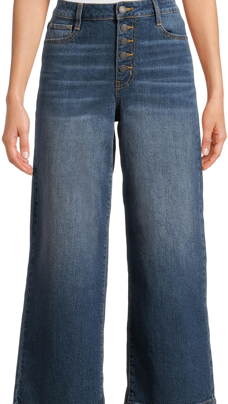 Time and Tru Womens High Rise Wide Leg Jeans 26 Inseam Antique Medium Size 8