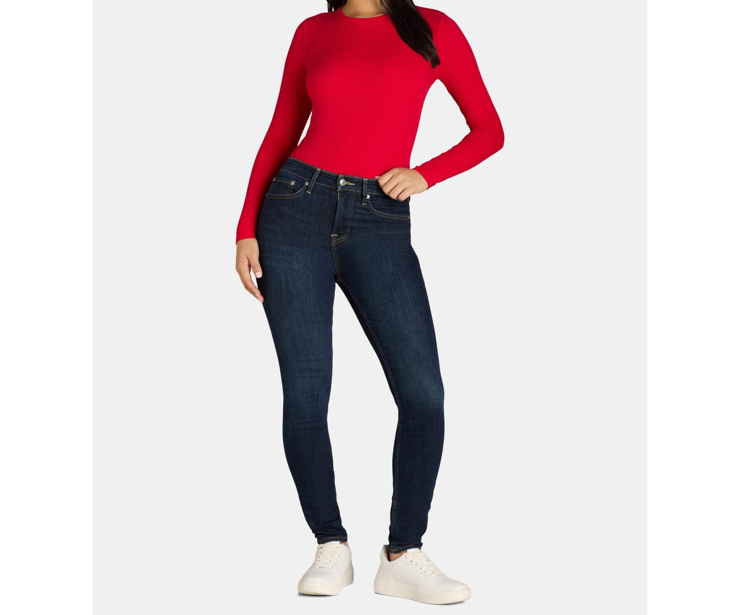 No Boundaries Ribbed Crewneck Tee 2-Pack Womens Brilliant Red/Black Soot Size S