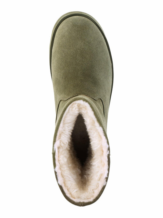 Time and Tru Womens Genuine Suede Cozy Boots Olive Size 8