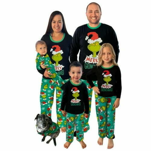 Dr. Seuss Merry Grinchmas Matching Family Pajama 2-Piece Mens Green/Black Size M