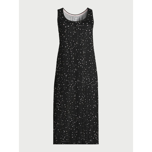 Joyspun Womens Sleeveless Knit Midi Chemise Stars Black Print Size XL