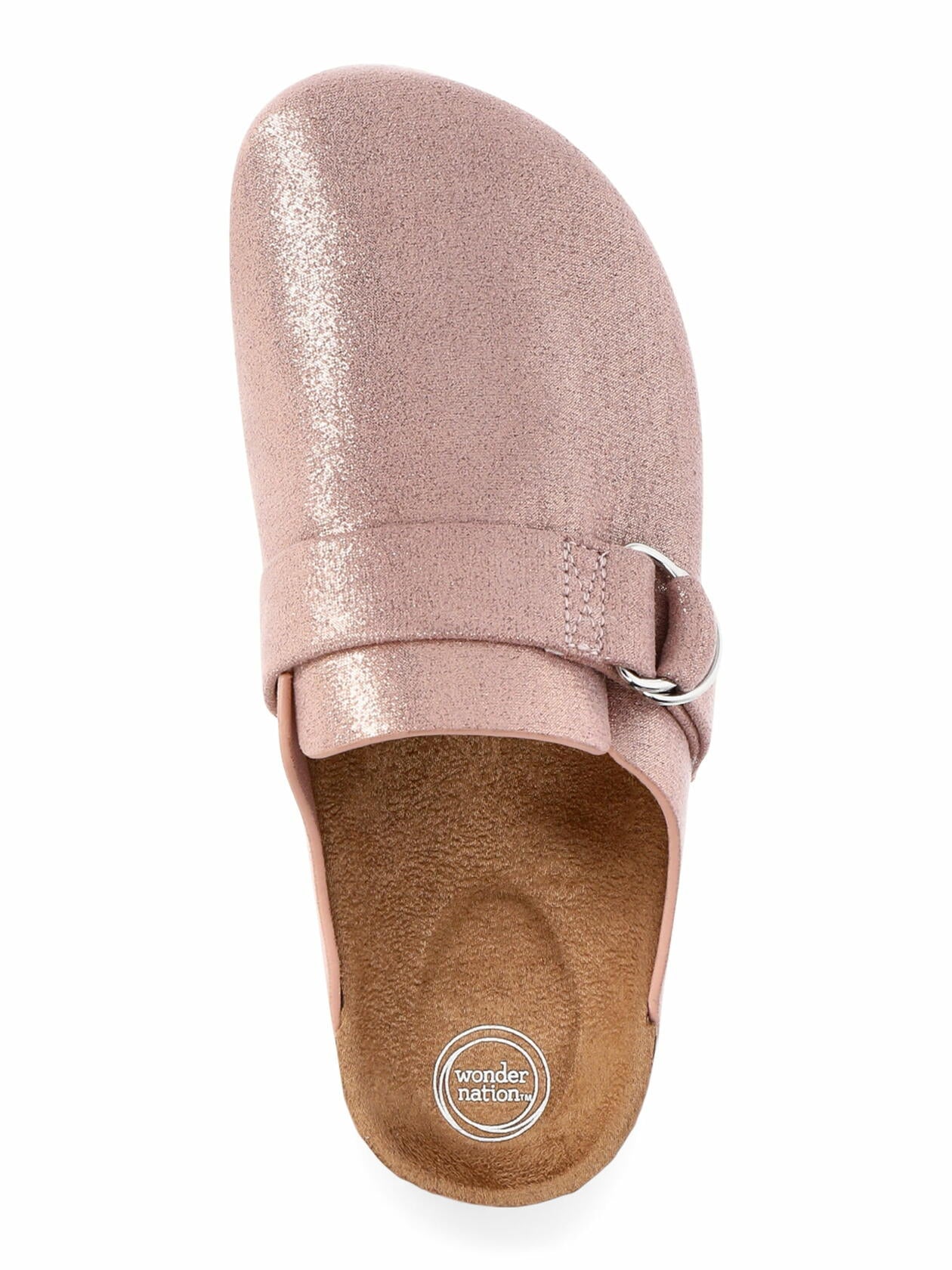 Wonder Nation Girls Casual Slip-On Clogs D-Ring Pink Shimmer Size 4 Big Girl