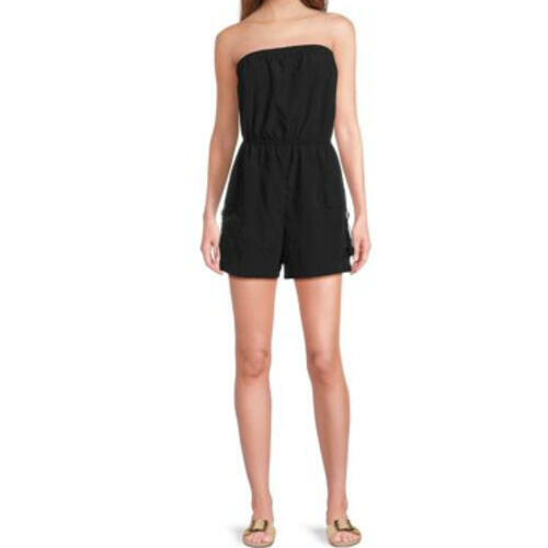 No Boundaries Utility Romper Womens Black Soot Size S