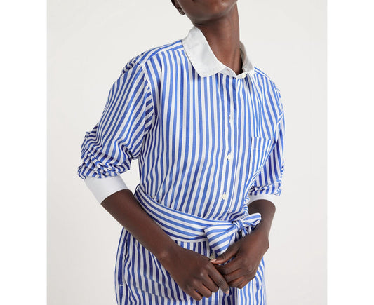 Free Assembly Mini Shirtdress with Long Sleeves Blue Stripe Size XXXL