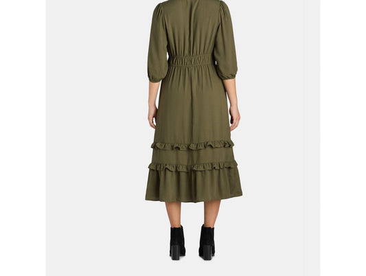 The Pioneer Woman Ruffle Maxi Dress Olive Size 2X