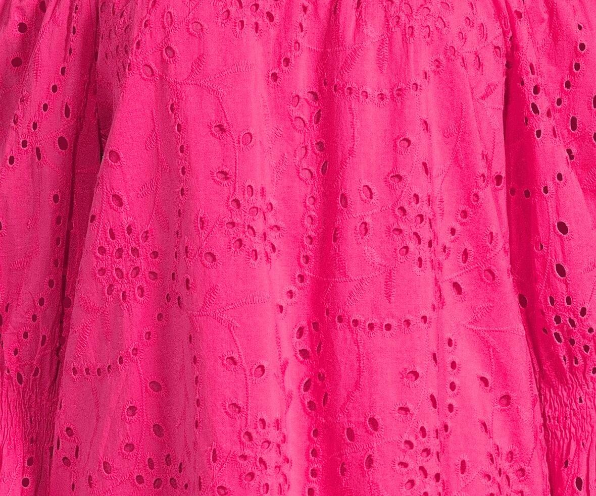 The Pioneer Woman Cotton Off the Shoulder Smocked Eyelet Blouse Beetroot Size M