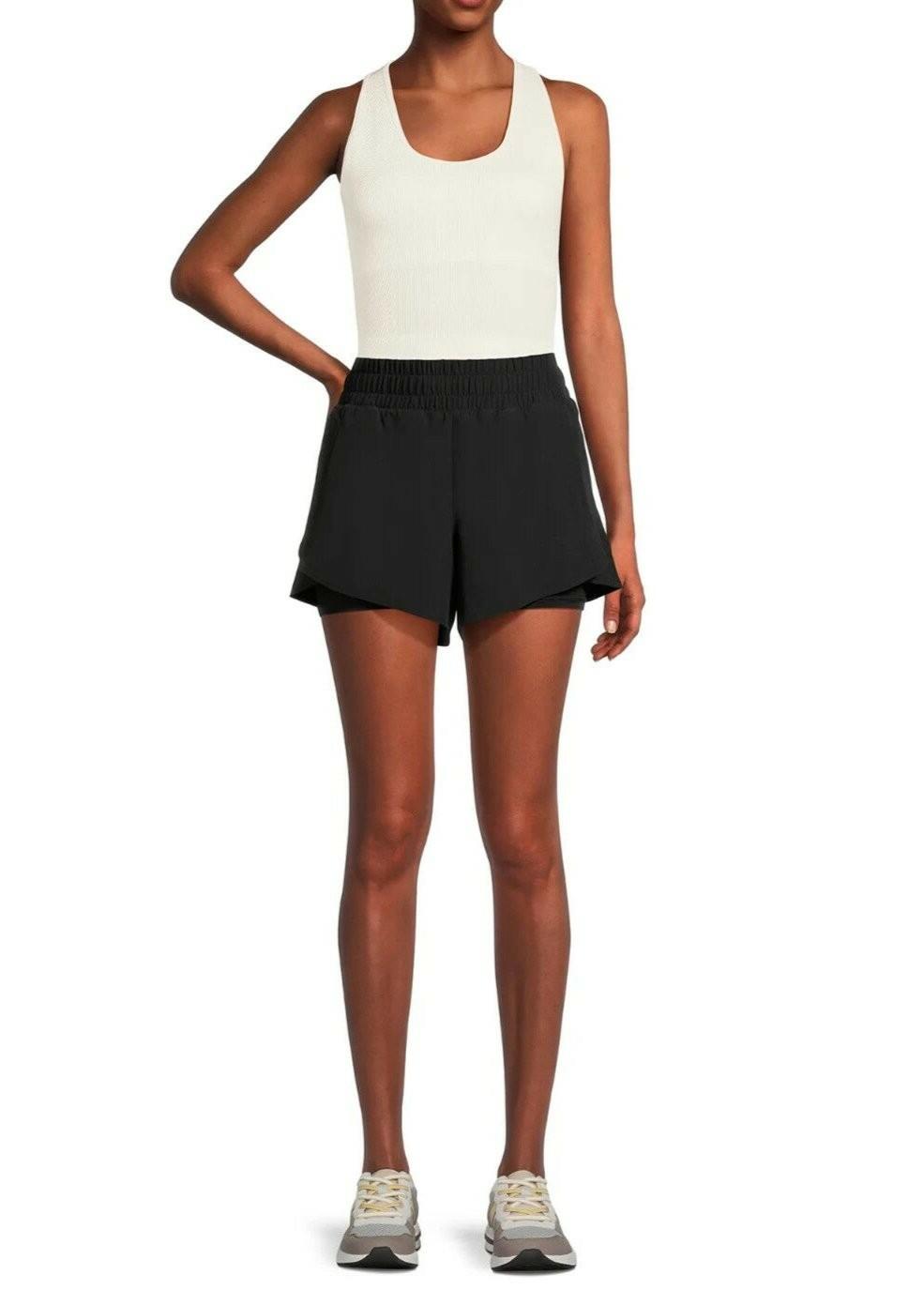 Avia Womens Running Shorts Activewear Bike Liner Shorts Black Mid Rise M