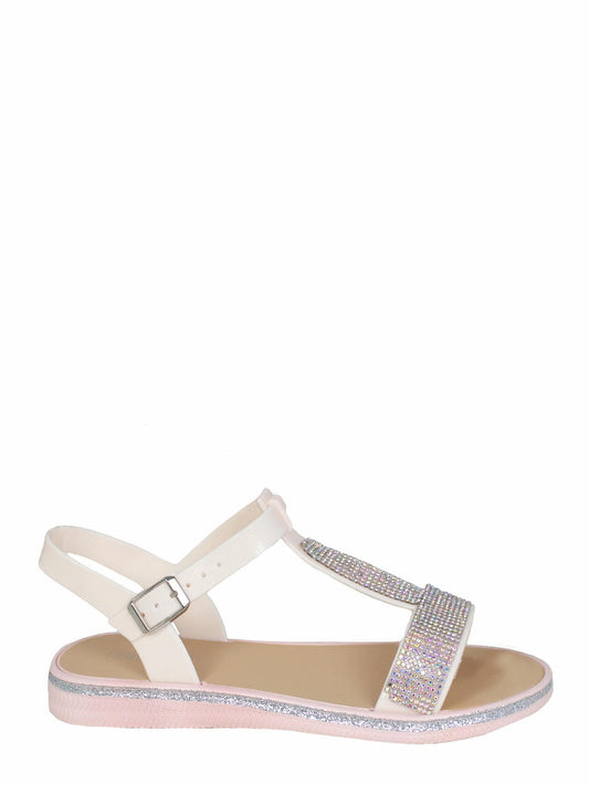 Fifth & Luxe Womens Sparkly Strappy Sandals Open Toe Flats Blush Size 7/8