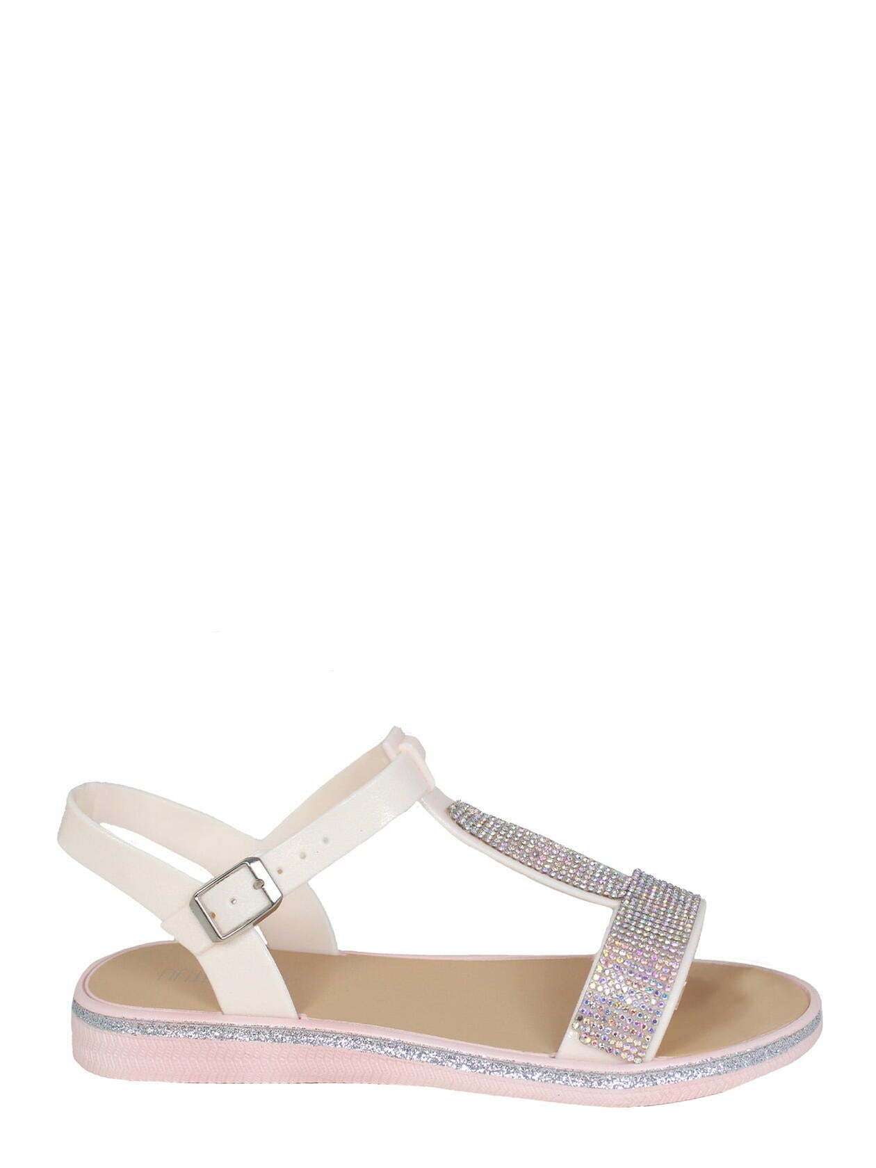 Fifth & Luxe Womens Sparkly Strappy Sandals Open Toe Flats Blush Size 7/8