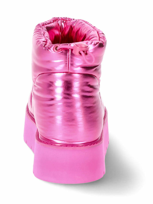 Portland Boot Company Womens Metallic Puffer Cozy Booties Fuschia Size 8
