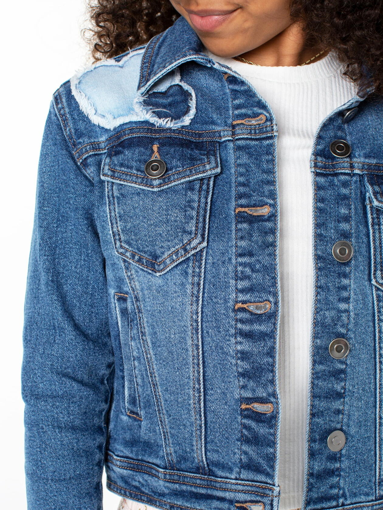 Celebrity Pink Girls Denim Trucker Jacket Mdwash Size S