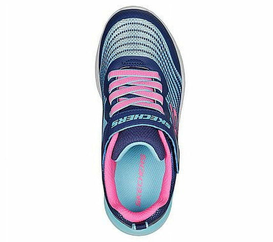 Skechers Girls Microspec-Rejoice Racer Sneaker Navy/Multi 1 Big Kid
