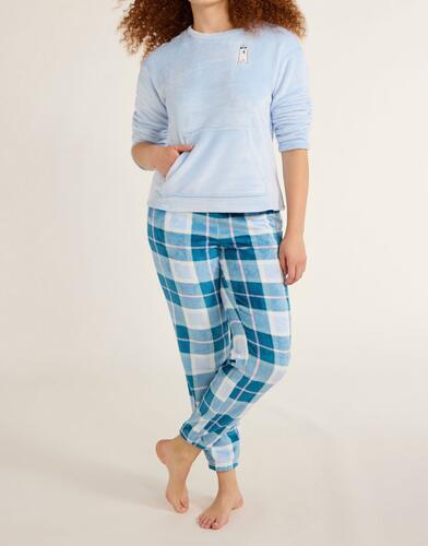 Joyspun Womens and Womens Plus Crew Neck Plush Pajama Set