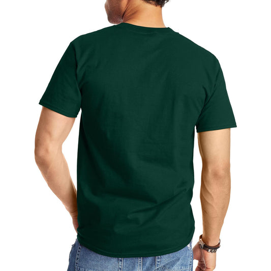 Hanes Mens Beefyt T-shirt Heavyweight Cotton Crewneck Tee Deep Forest Size M