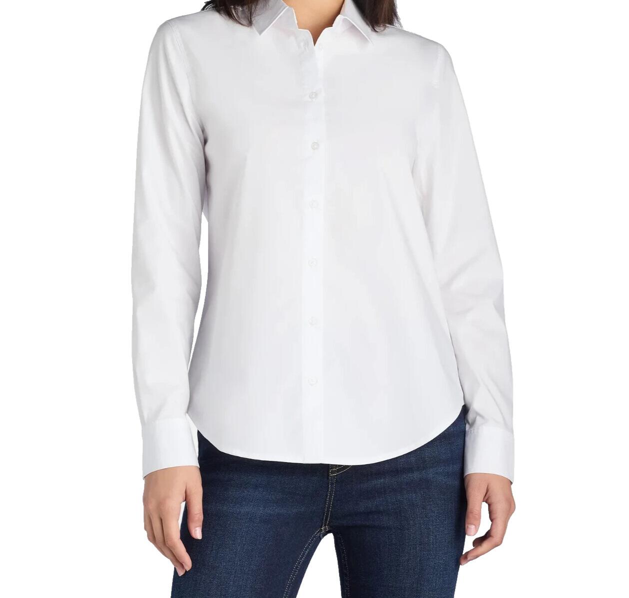 Time and Tru Womens Button Down Shirt with Long Sleeves White Size XL