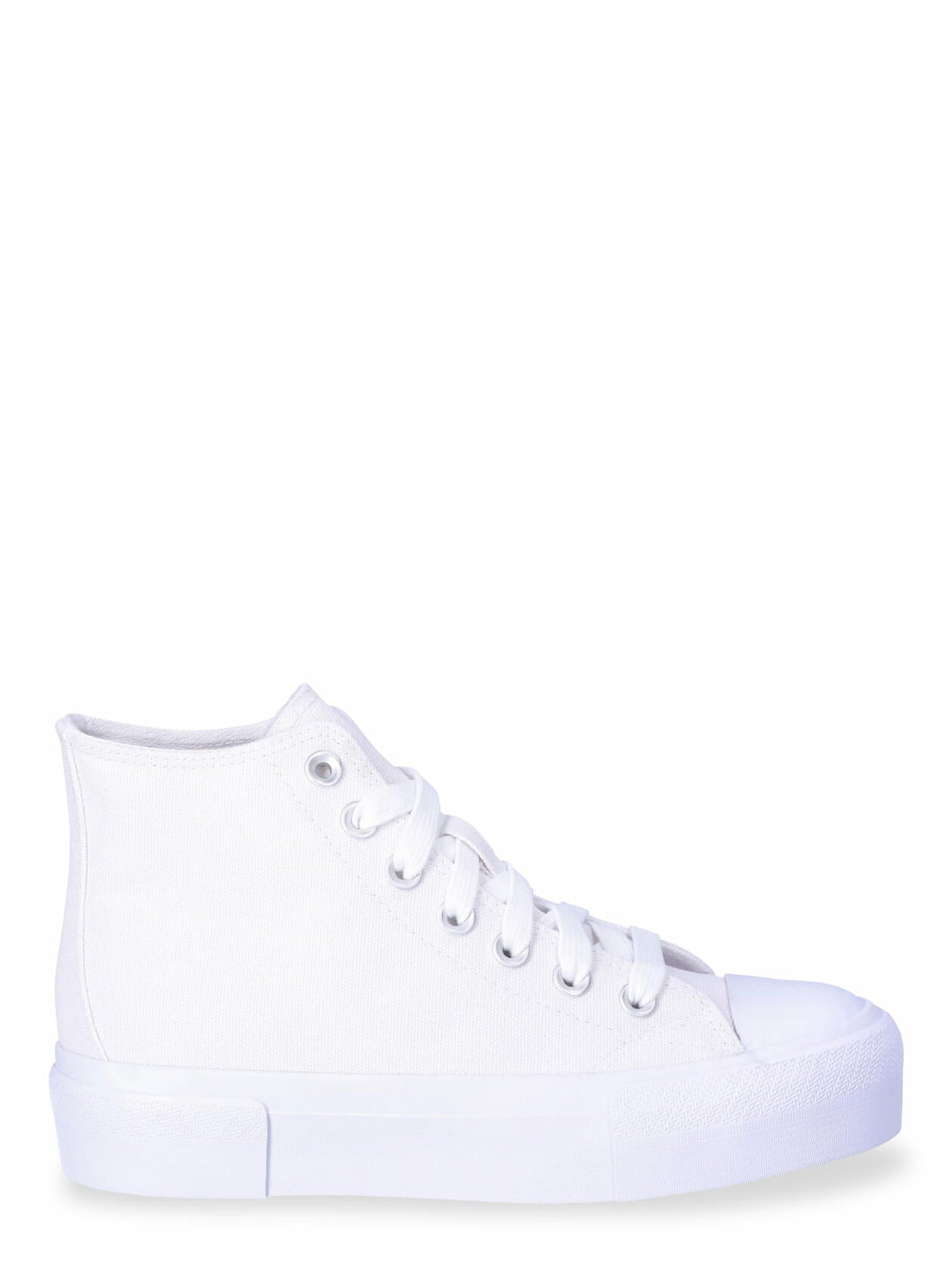 No Boundaries Womens Platform Lace Up Hi Top Sneakers Cotton Canvas White Sz 8.5