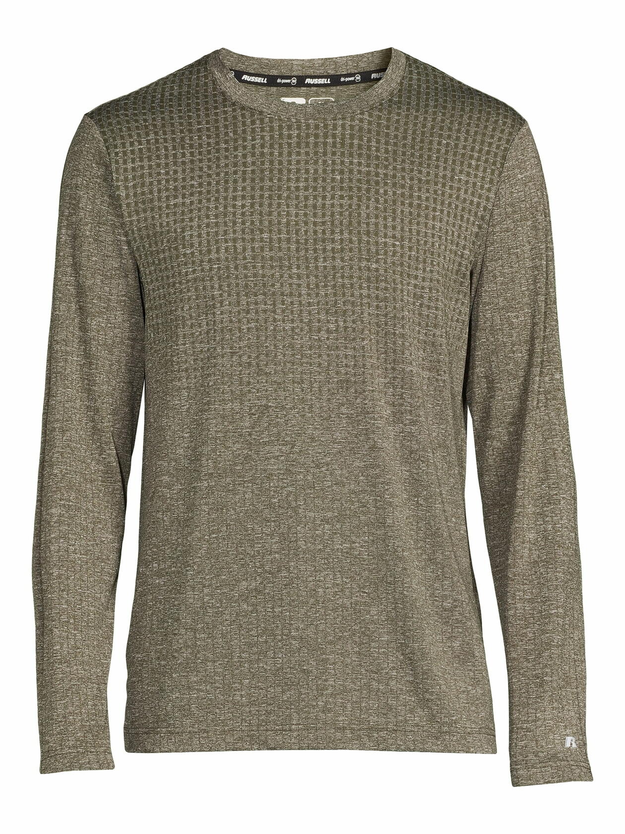 Russell Mens Active Engineered Jacquard T-Shirt with Long Sleeves Green Size L