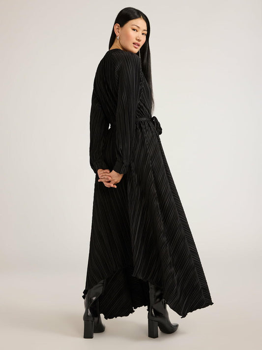 Scoop Womens and Womens Plus Pleated Handkerchief Hem Dress Black Size S