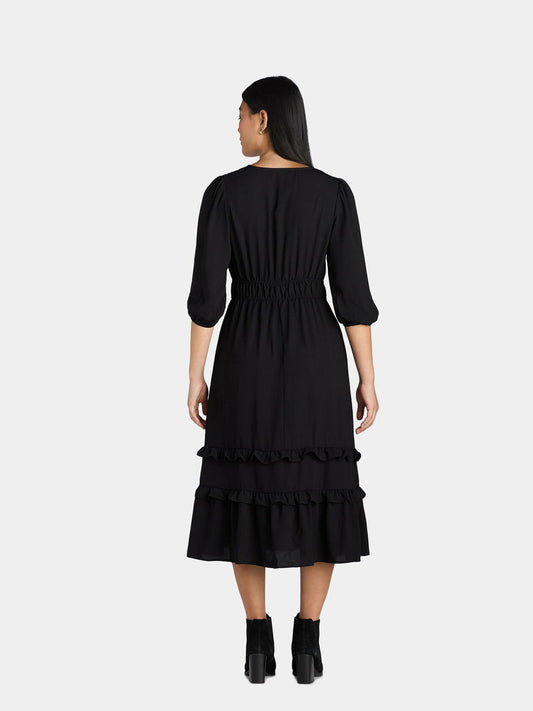 The Pioneer Woman Ruffle Maxi Dress Black Size 2X